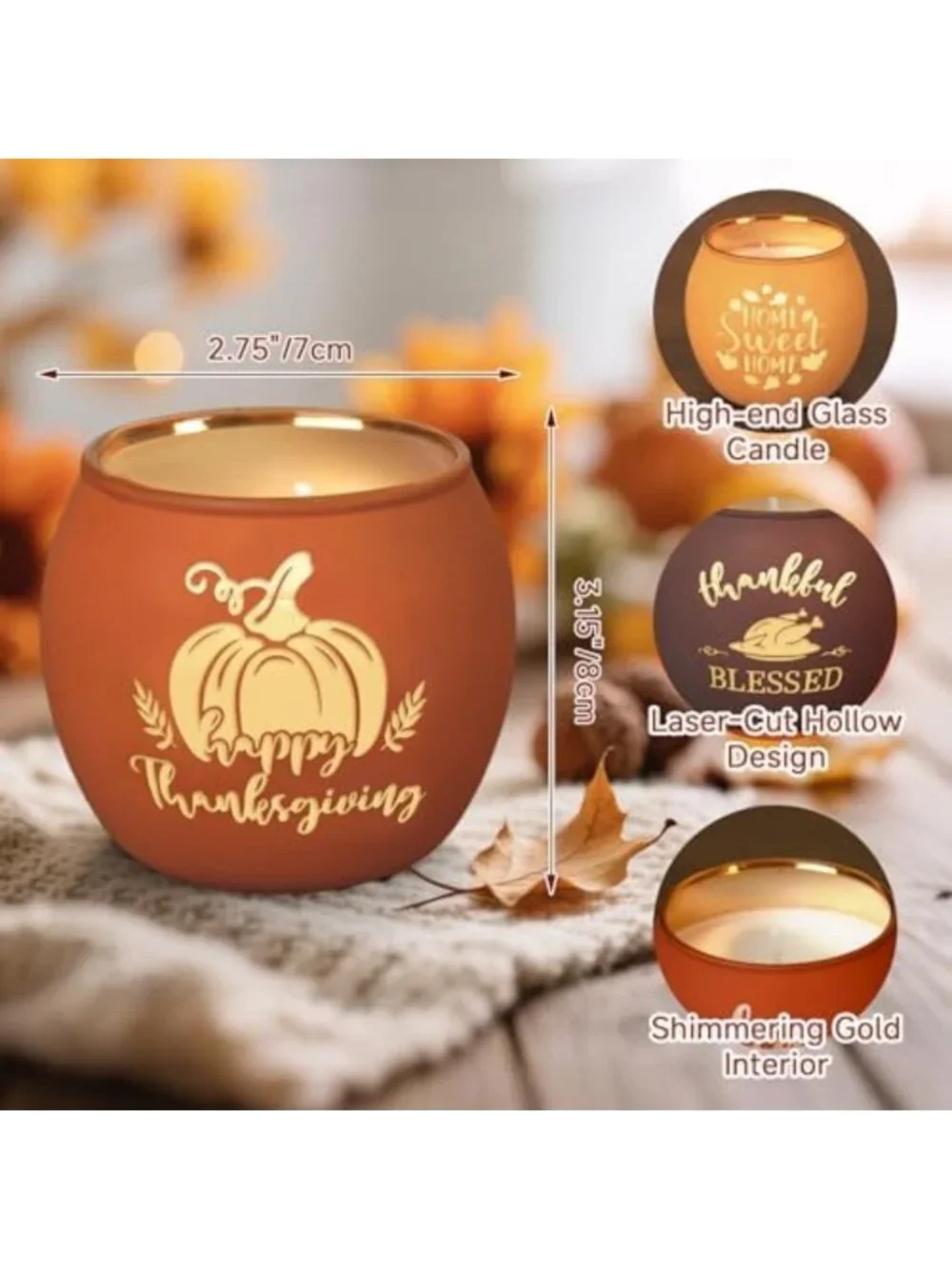 Fall Scented Candle Gift Set - 4 Pack Aromatherapy Pumpkin Candles for Home